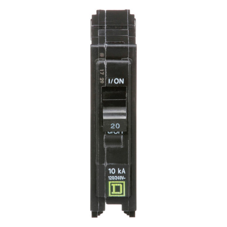 Square D Miniature Circuit-Breaker, 20 A, 1 Pole, 120/240V AC QO120C